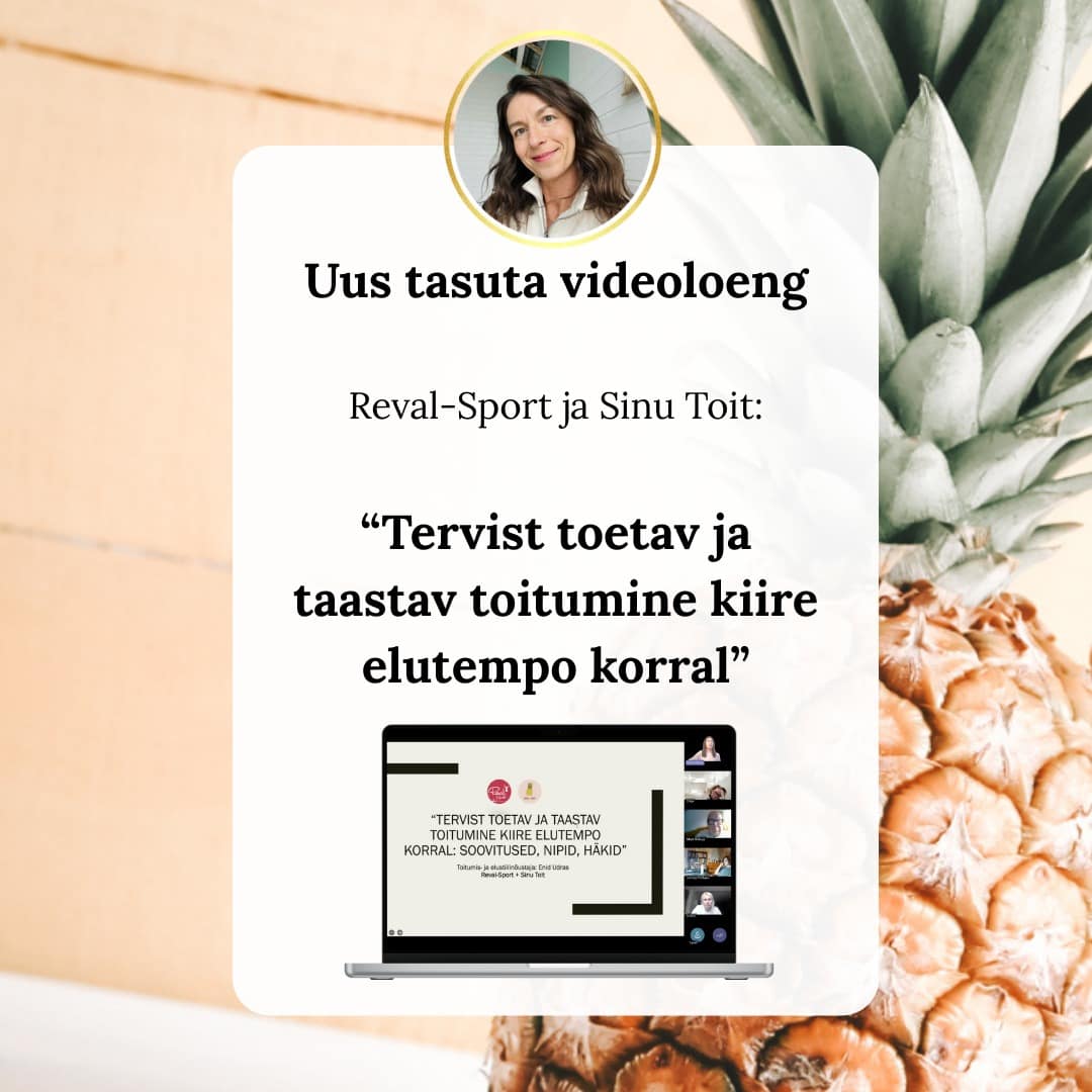 Videoloengu link bios 🍎

Millistele teemadele veebinar keskendub?

🌿Tervist toetav toitumine – mida see endast tänapäeva teadusuuringuid (mitte trende) arvestades kujutab – kuidas ja mida süüa.
🌿Mida mitte süüa: kummutame teatud “tervislike” toitude ja söömisharjumuste müüdid.
🌿Enimlevinud “vead” toitumisel. 🌿Toitumuslike muudatuse tegemine kiire elutempo korral: nipid, häkid ja soovitused.
🌿Kiirustamine ja selle ohud.
🌿Milles seisneb toitumismuudatuste tegemise edu ehk kas õnnestud või mitte.
🌿3 järgmist sammu koju kaasa!

#tervisliktoitumine #kuidastoitudatervislikult